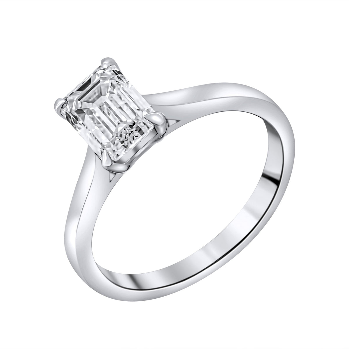 Lab grown platinum 1.50ct D VVS2 IGI emerald cut diamond ring
