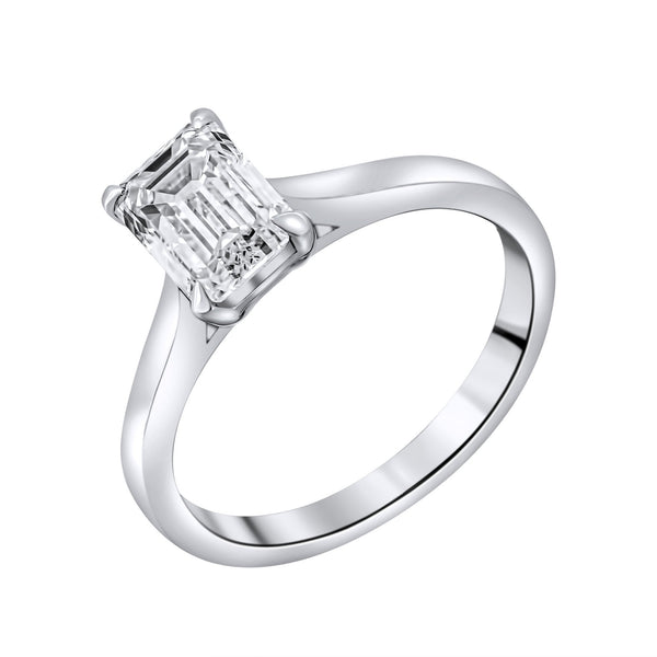 Lab grown platinum 1.50ct D VVS2 IGI emerald cut diamond ring