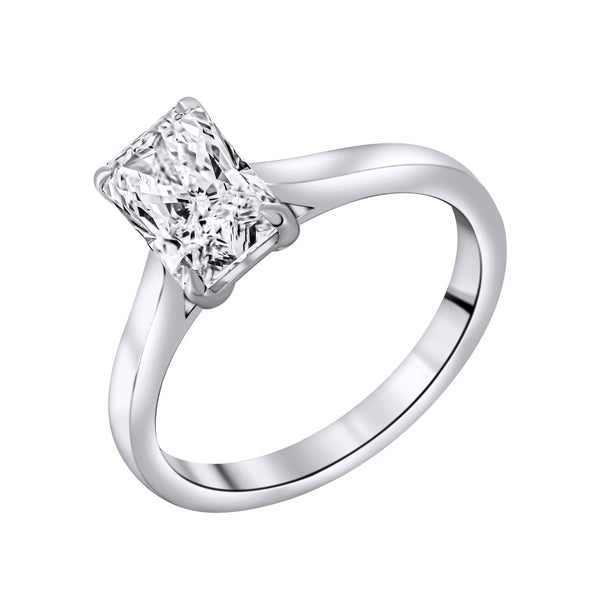 Lab grown platinum 1.50ct D VVS2 IGI radiant cut diamond ring