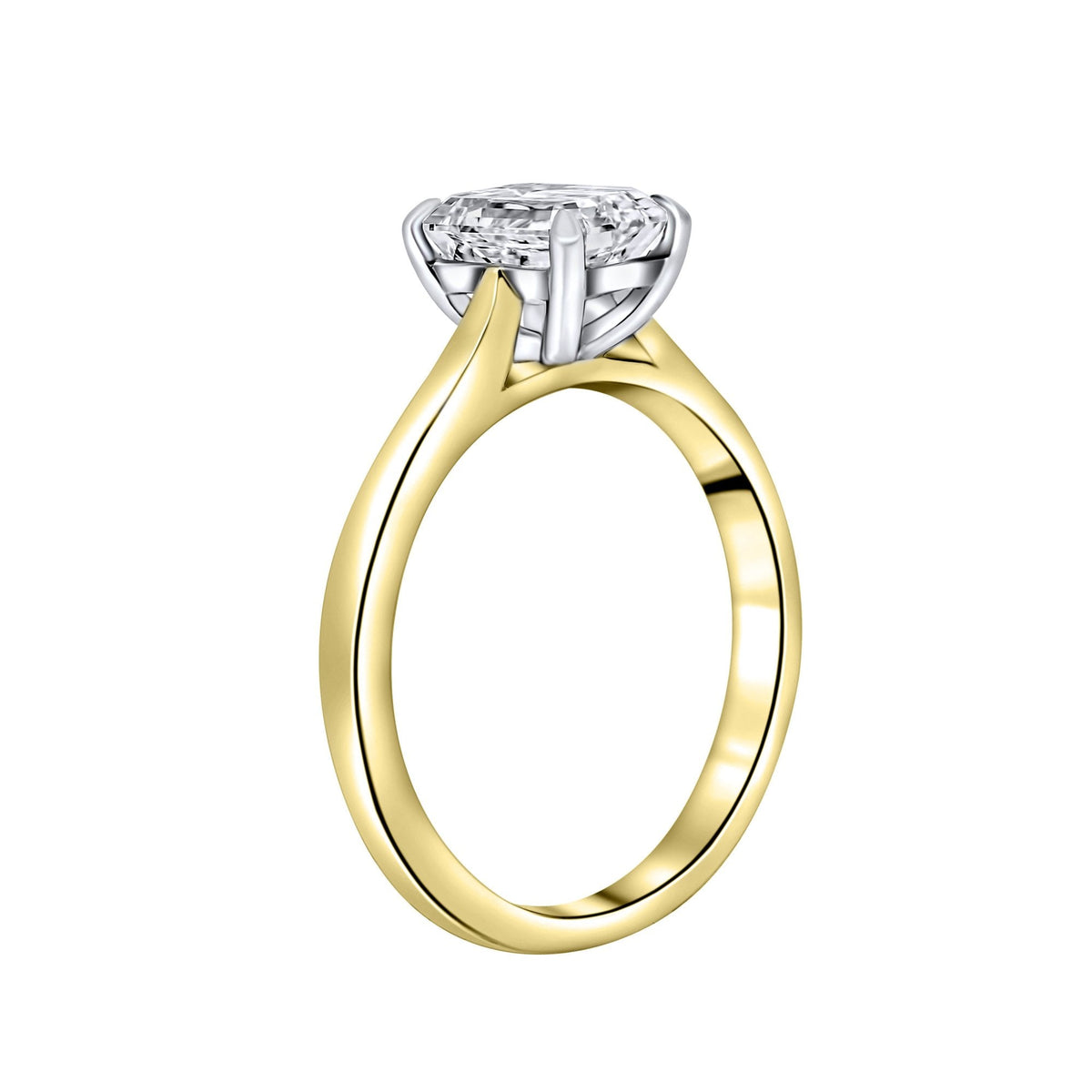 Lab grown 18ct yellow gold 1.01ct D VVS2 emerald diamond ring