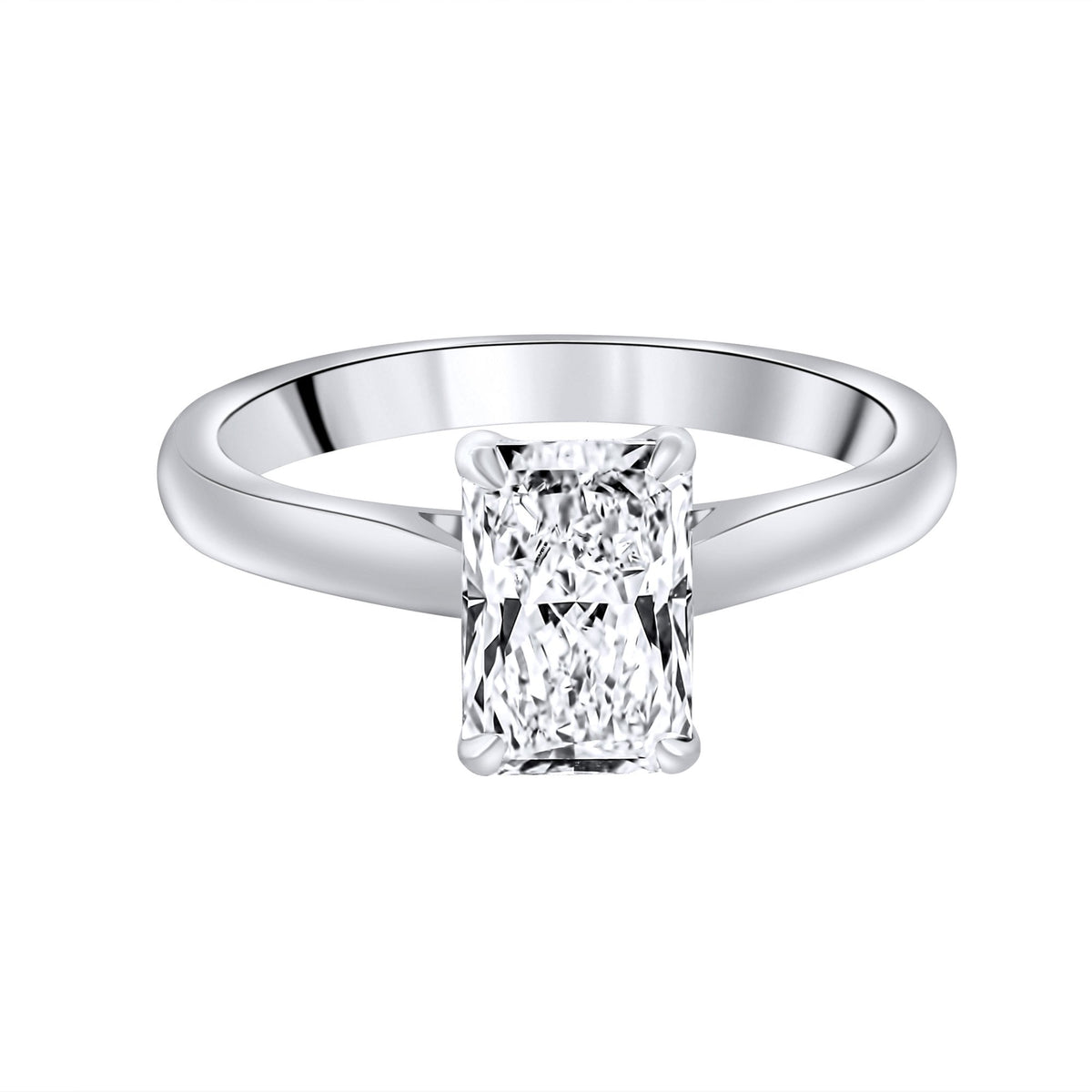 Lab grown platinum 1.50ct D VVS2 IGI radiant cut diamond ring