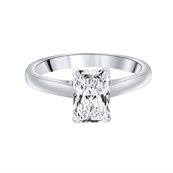Lab grown platinum 1.50ct D VVS2 IGI radiant cut diamond ring