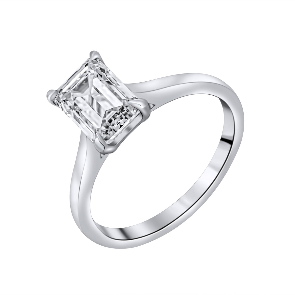Lab grown platinum 2.01ct D VVS2 IGI emerald cut diamond ring