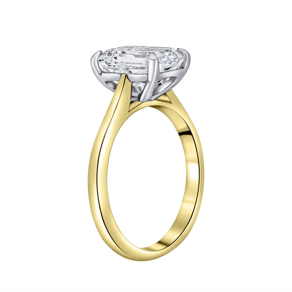 Lab grown 18ct yellow gold 3.02ct D VVS2 emerald diamond ring