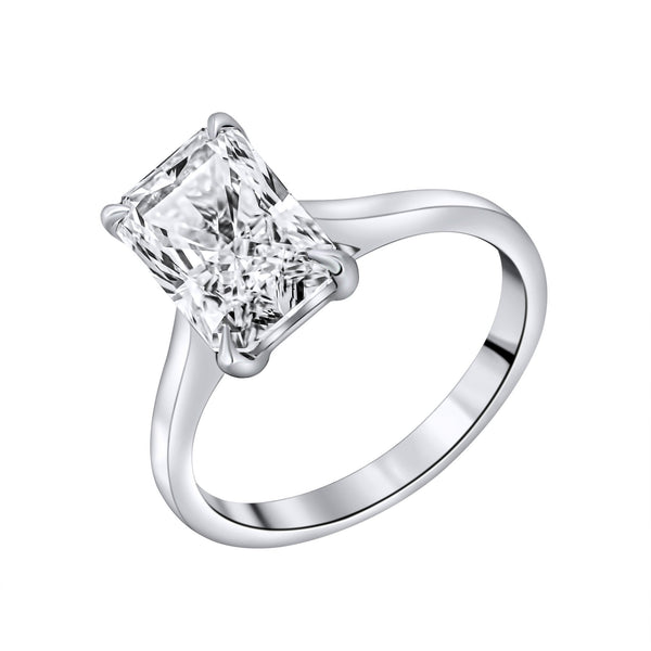 Lab grown platinum 3.00ct D VVS2 IGI radiant cut diamond ring