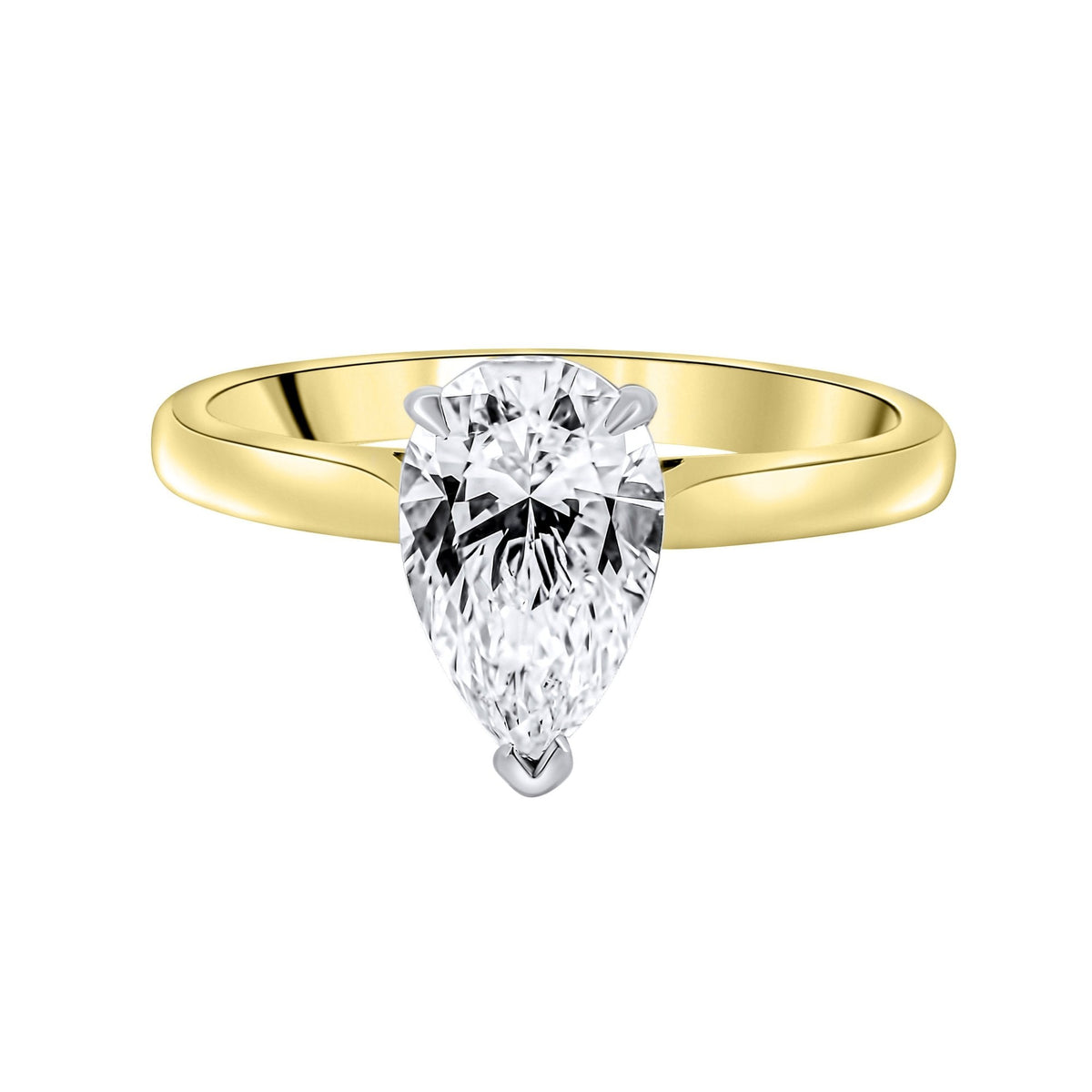 Lab grown 18ct yellow gold 1.51ct D VVS2 IGI pear diamond ring