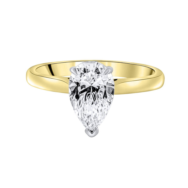 Lab grown 18ct yellow gold 1.51ct D VVS2 IGI pear diamond ring
