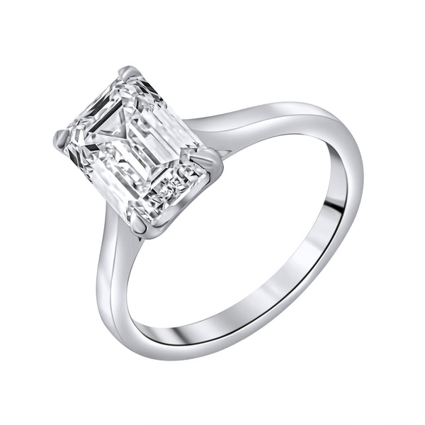 Lab grown platinum 3.02ct D VVS2 IGI emerald cut diamond ring