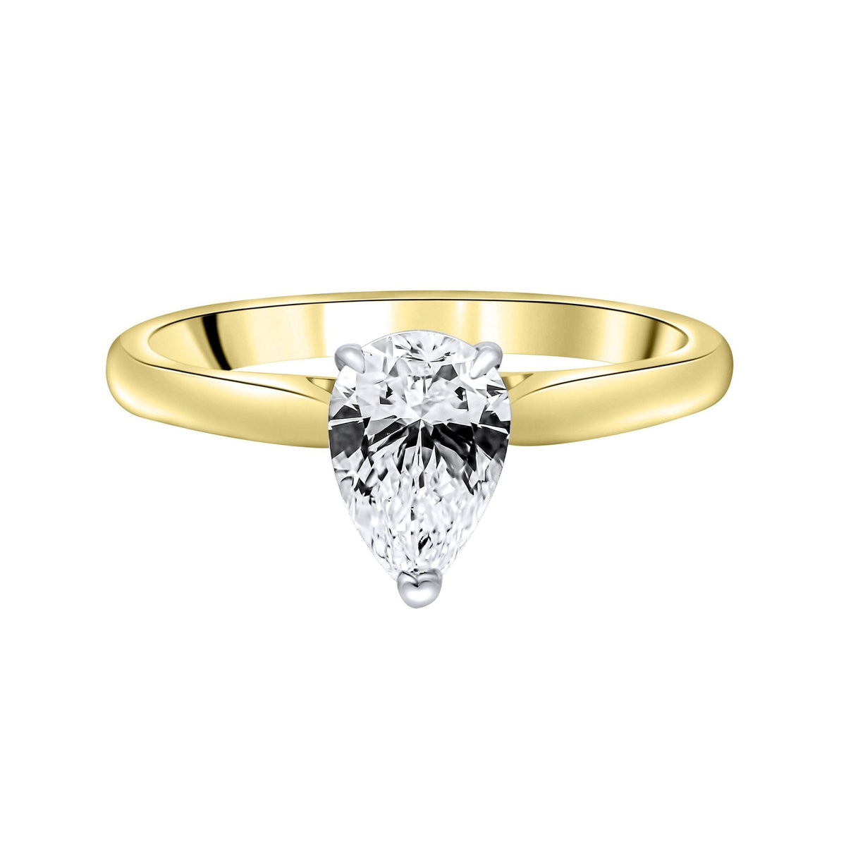 Lab grown 18ct yellow gold 1.04ct D VVS2 IGI pear diamond ring