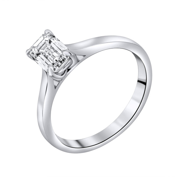Lab grown platinum 1.00ct D VVS2 IGI emerald cut diamond ring
