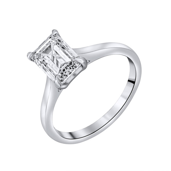 Lab grown platinum 2.09ct D VVS2 IGI emerald cut diamond ring