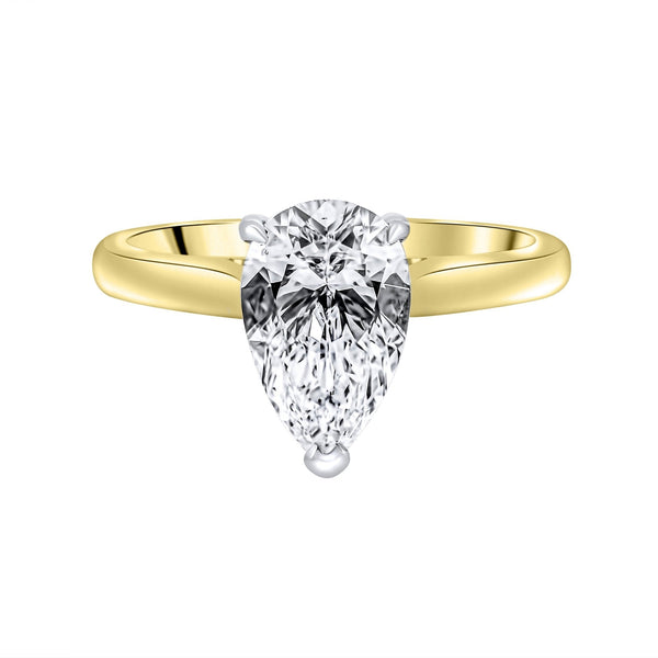 Lab grown 18ct yellow gold 2.07ct D VVS2 IGI pear diamond ring