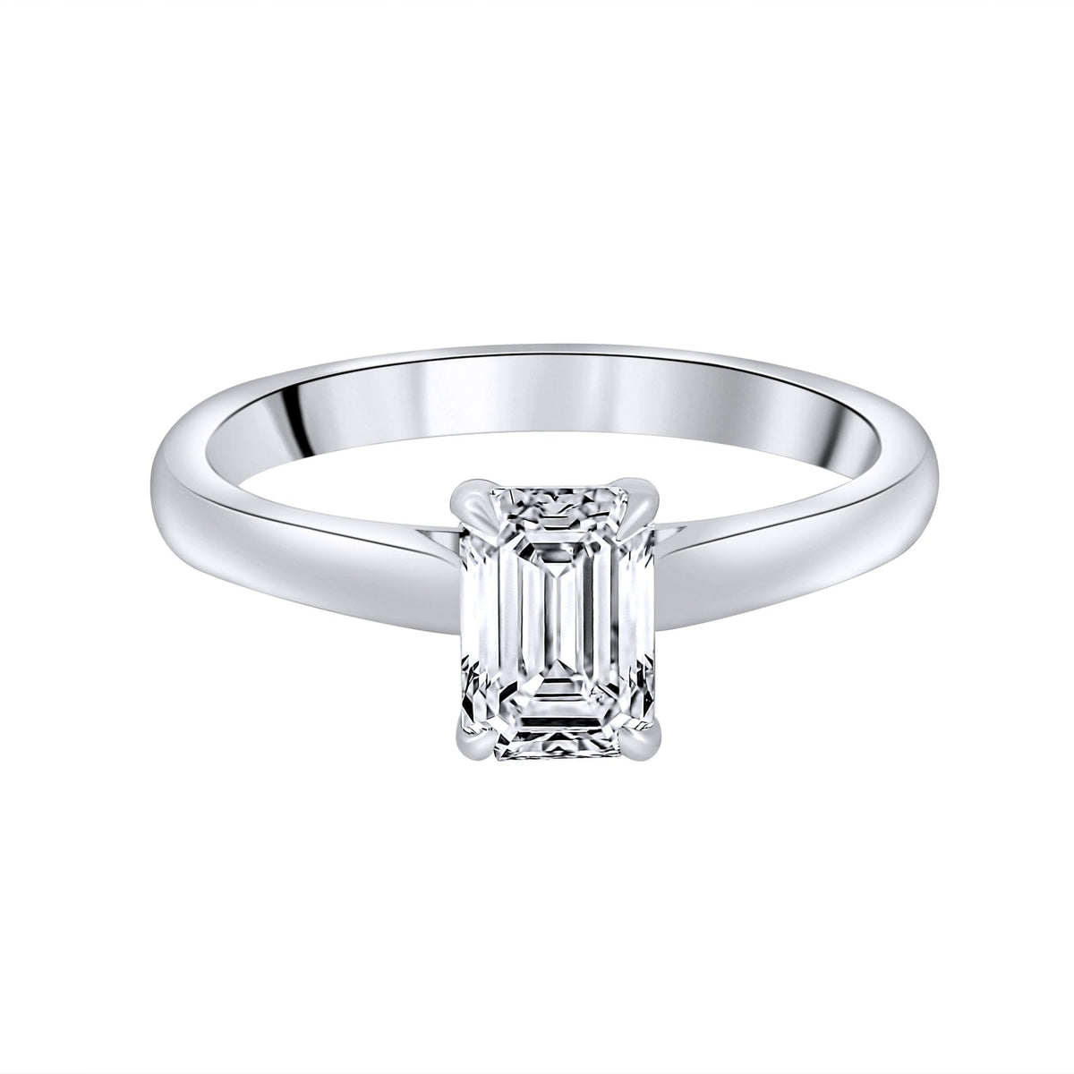 Lab grown platinum 1.00ct D VVS2 IGI emerald cut diamond ring