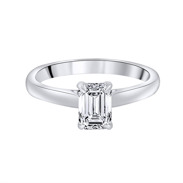 Lab grown platinum 1.00ct D VVS2 IGI emerald cut diamond ring