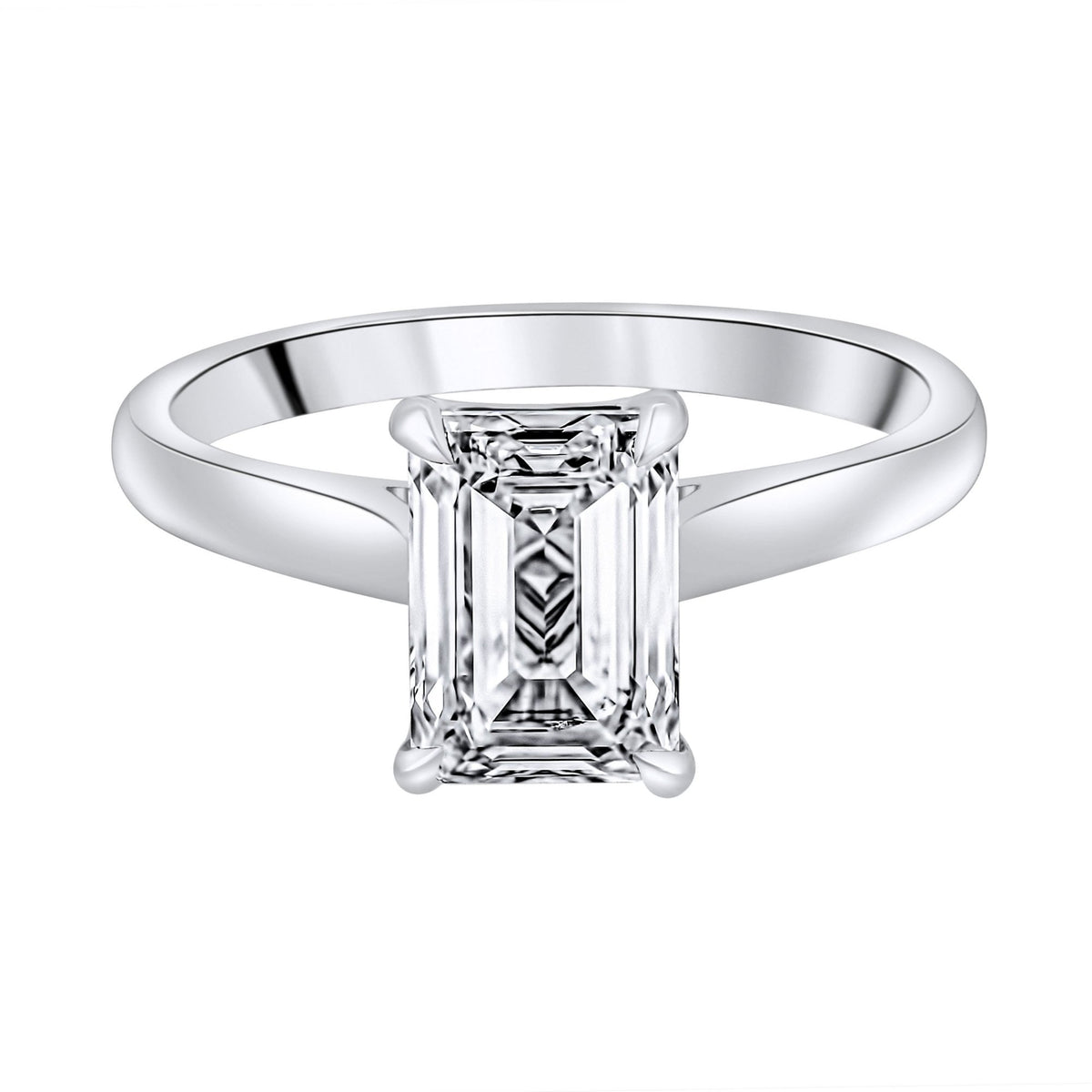 Lab grown platinum 2.09ct D VVS2 IGI emerald cut diamond ring