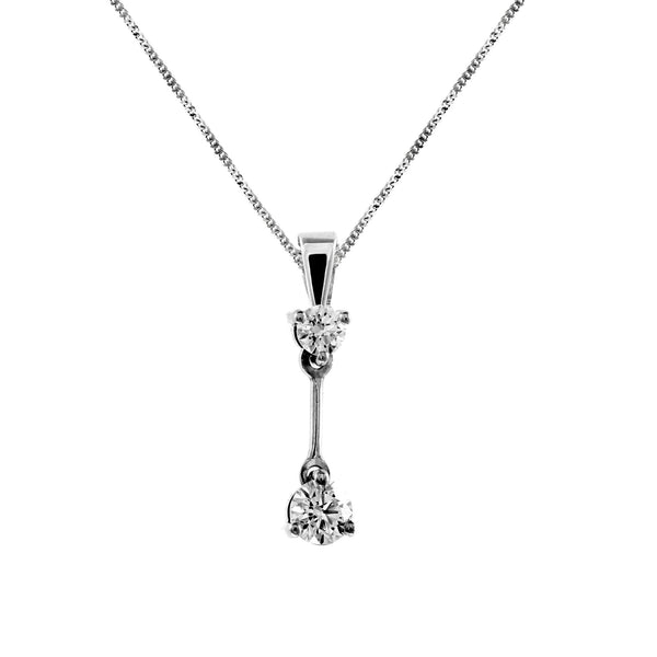18ct white gold 0.70ct round brilliant diamond 2 stone pendant
