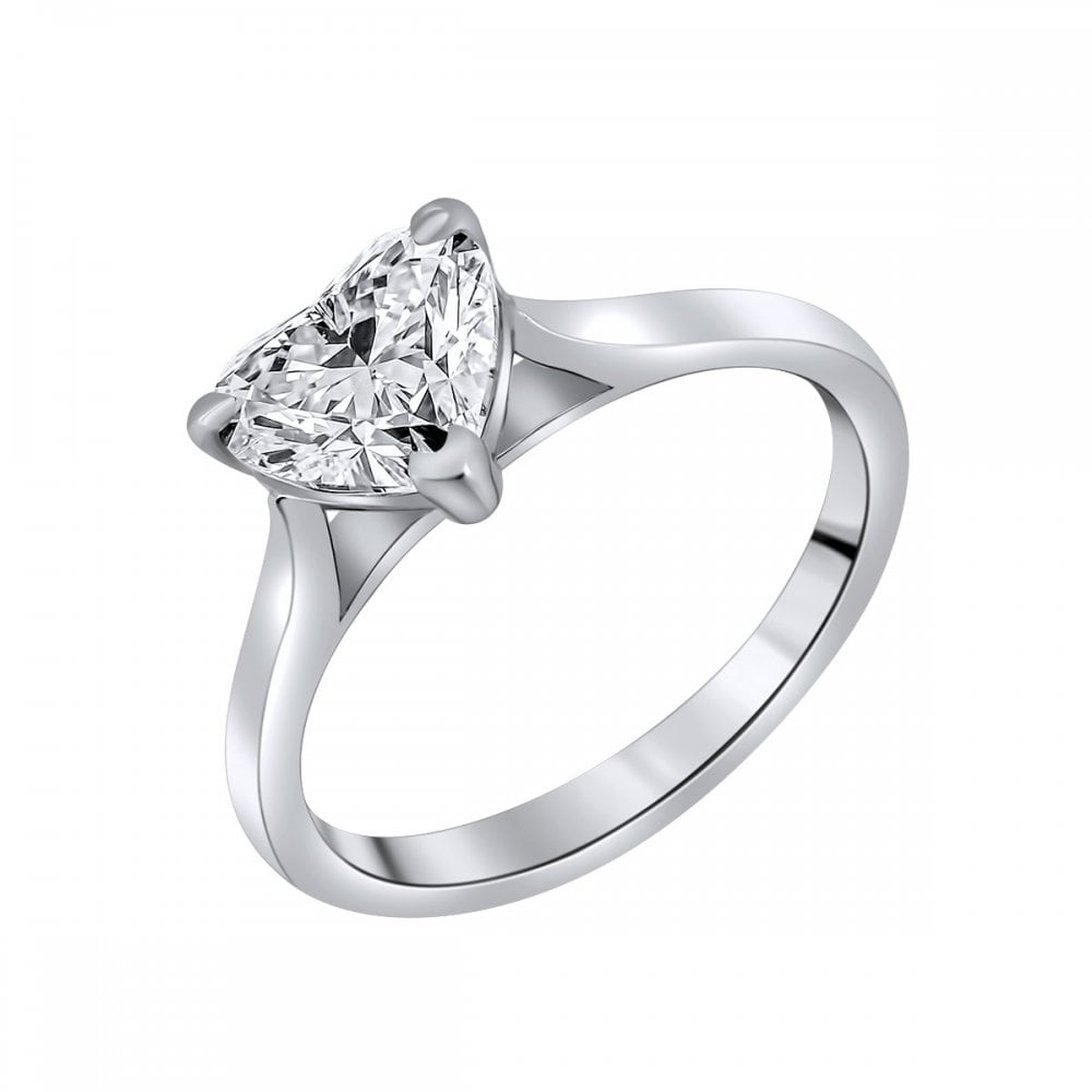 Lab grown platinum 1.54ct D VVS2 IGI heart cut diamond ring