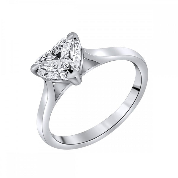 Lab grown platinum 1.54ct D VVS2 IGI heart cut diamond ring
