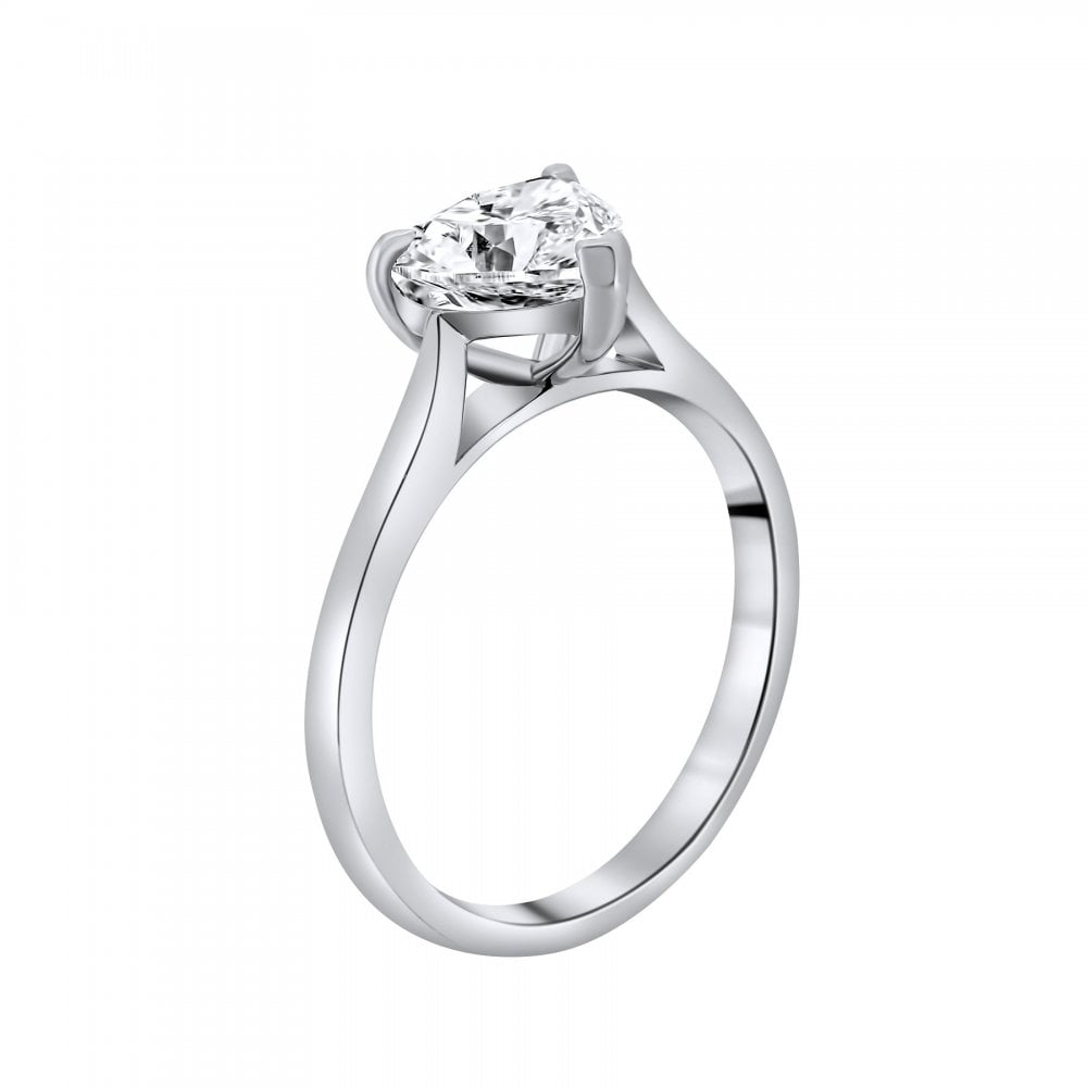 Lab grown platinum 1.54ct D VVS2 IGI heart cut diamond ring