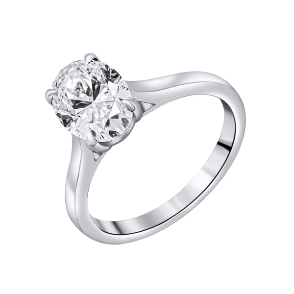 Lab grown platinum 2.05ct D VVS2 IGI oval cut diamond ring