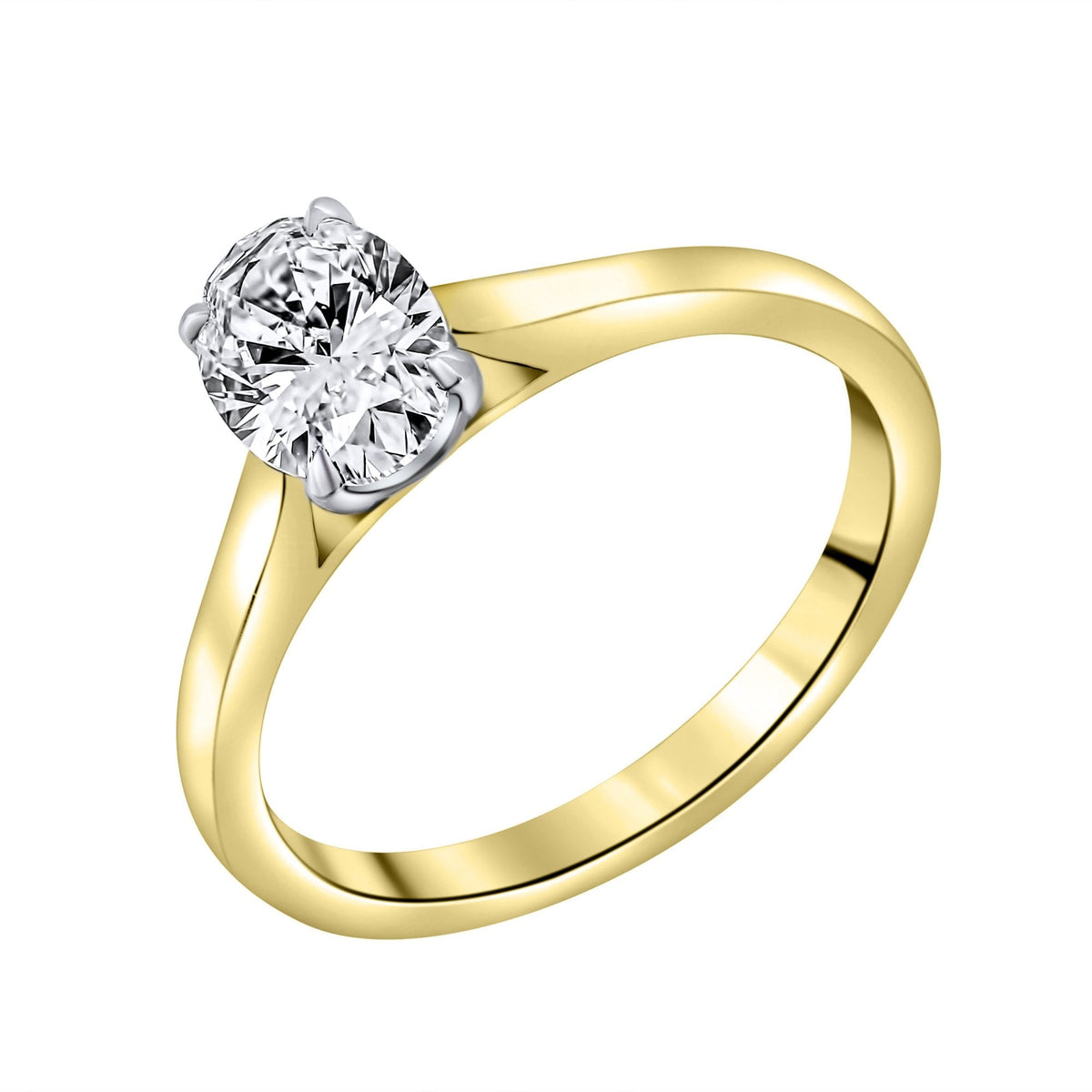 Lab grown 18ct yellow gold 1.01ct D VVS2 IGI oval diamond ring