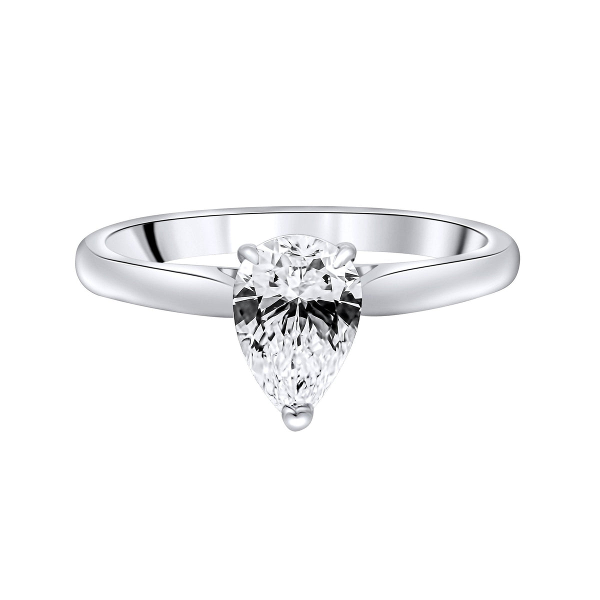 Lab grown platinum 1.03ct D VVS2 IGI pear cut diamond ring
