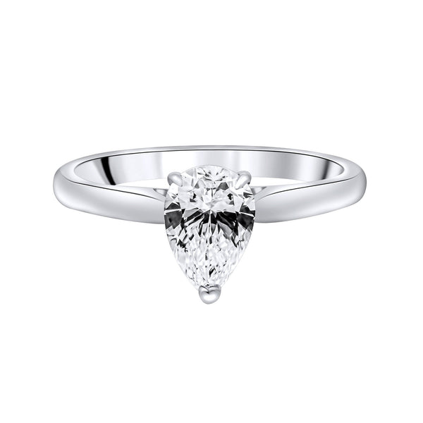 Lab grown platinum 1.03ct D VVS2 IGI pear cut diamond ring