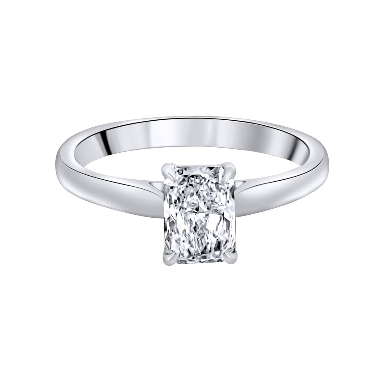 Lab grown platinum 1.04ct D VVS2 IGI radiant cut diamond ring