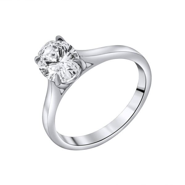 Lab grown platinum 1.50ct D VVS2 IGI oval cut diamond ring