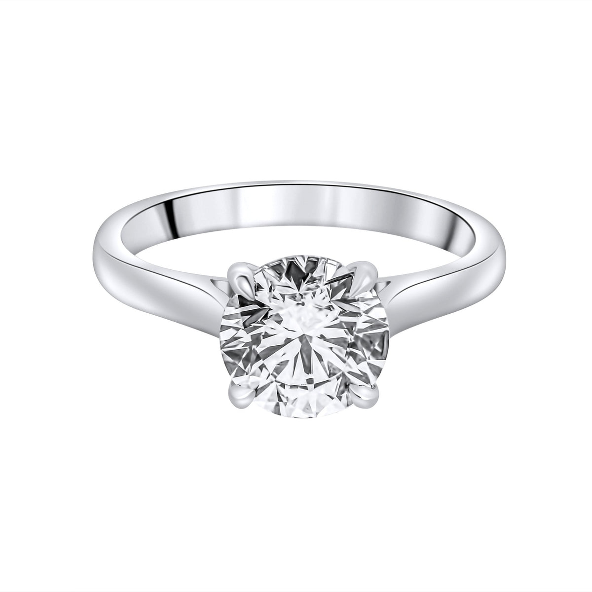 Lab grown platinum 2.10ct D VVS1 IGI round diamond ring
