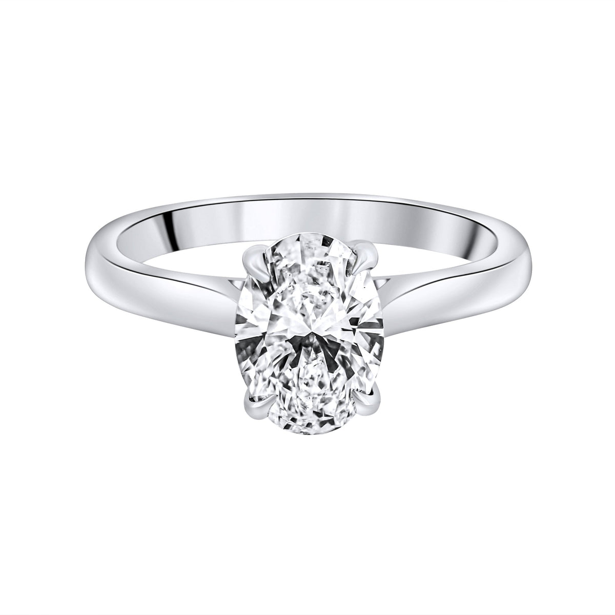 Lab grown platinum 1.51ct D VVS2 IGI oval cut diamond ring