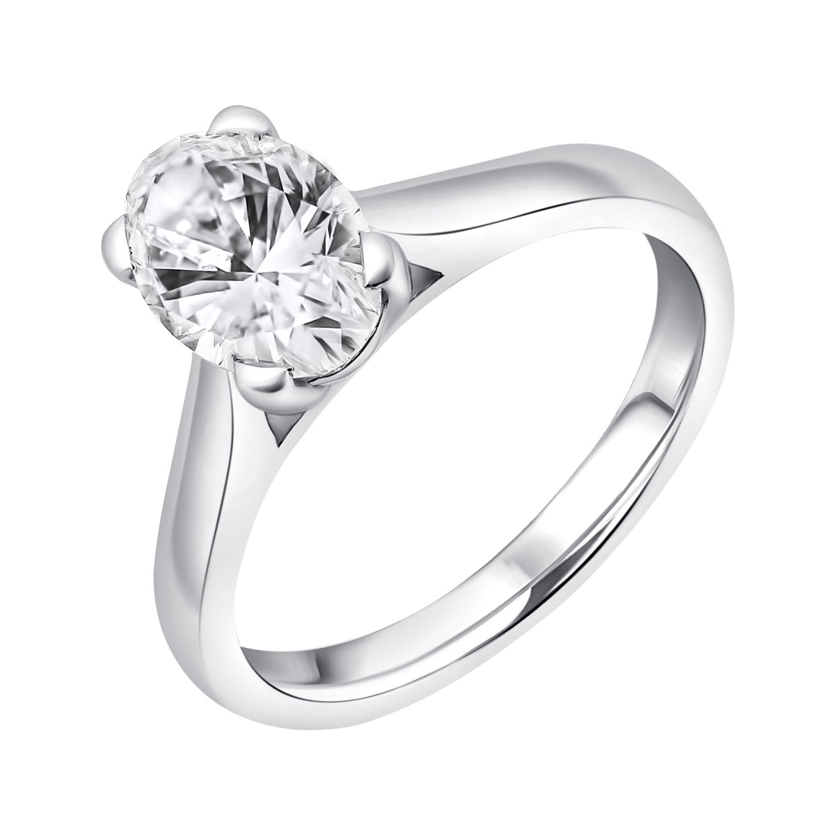 Lab grown platinum 1.52ct D VVS2 IGI oval cut ring