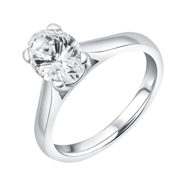 Lab grown platinum 1.52ct D VVS2 IGI oval cut ring