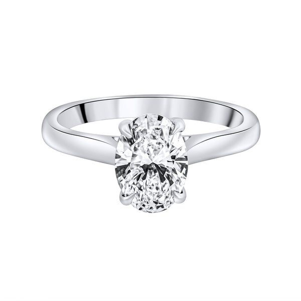 Lab grown platinum 1.52ct D VVS2 IGI oval cut ring