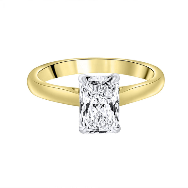 Lab grown 18ct yellow gold 1.01ct D VVS2 radiant diamond ring