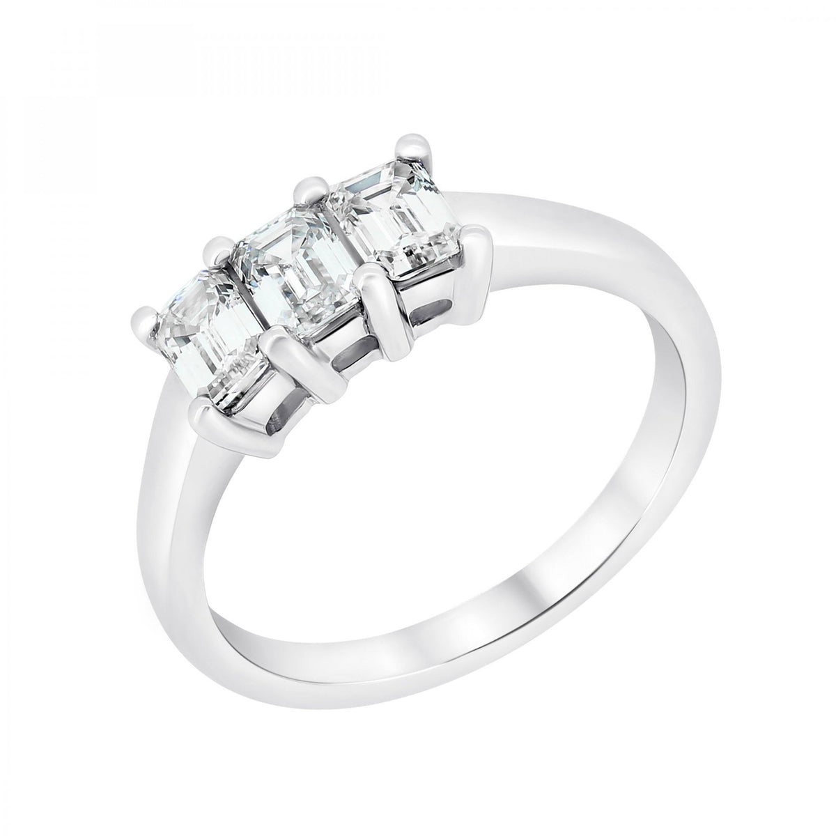 Platinum 1.00ct emerald cut diamond 3 stone ring