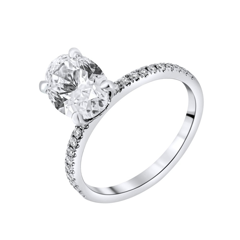 Lab grown platinum 2.01ct D VVS2 IGI oval diamond ring