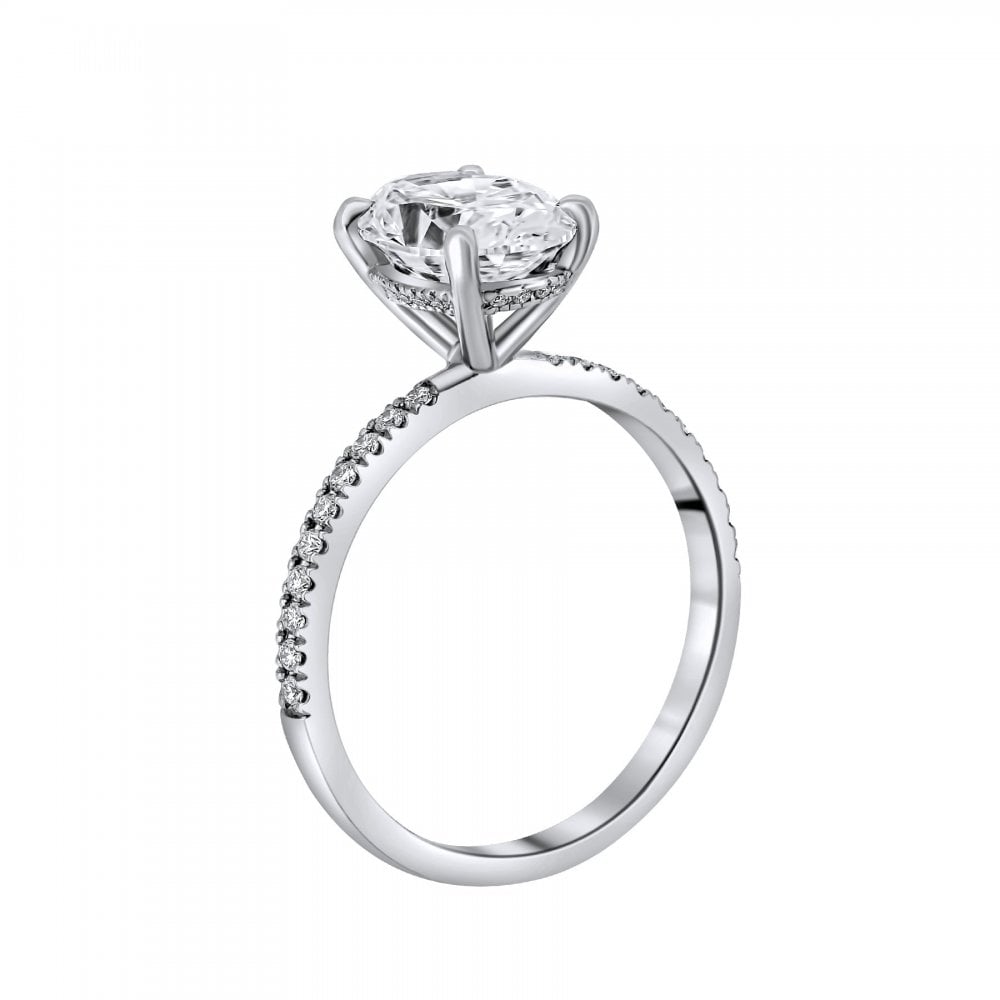 Lab grown platinum 2.01ct D VVS2 IGI oval diamond ring