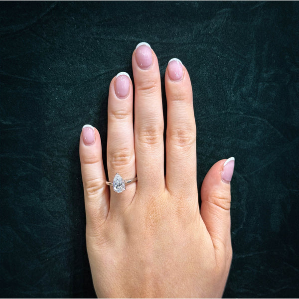 Lab grown platinum 2.08ct D VVS2 IGI pear cut diamond ring
