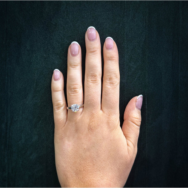 Lab grown platinum 2.00ct D VVS2 HRD round diamond ring