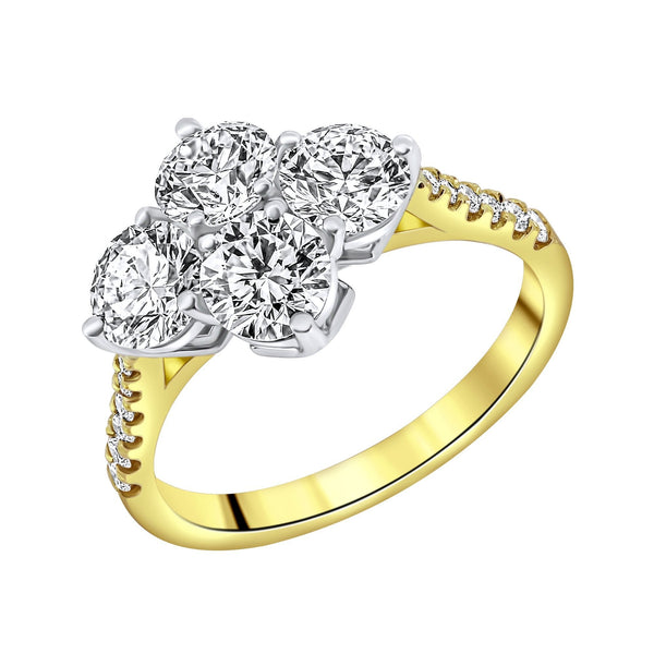 18ct yellow gold 2.26ct round brilliant cut diamond 4 stone ring