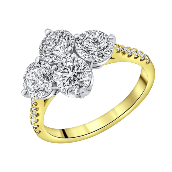 18ct yellow gold 3.00ct round brilliant cut diamond 4 stone ring