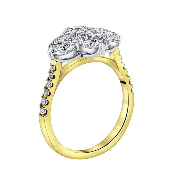 18ct yellow gold 3.00ct round brilliant cut diamond 4 stone ring