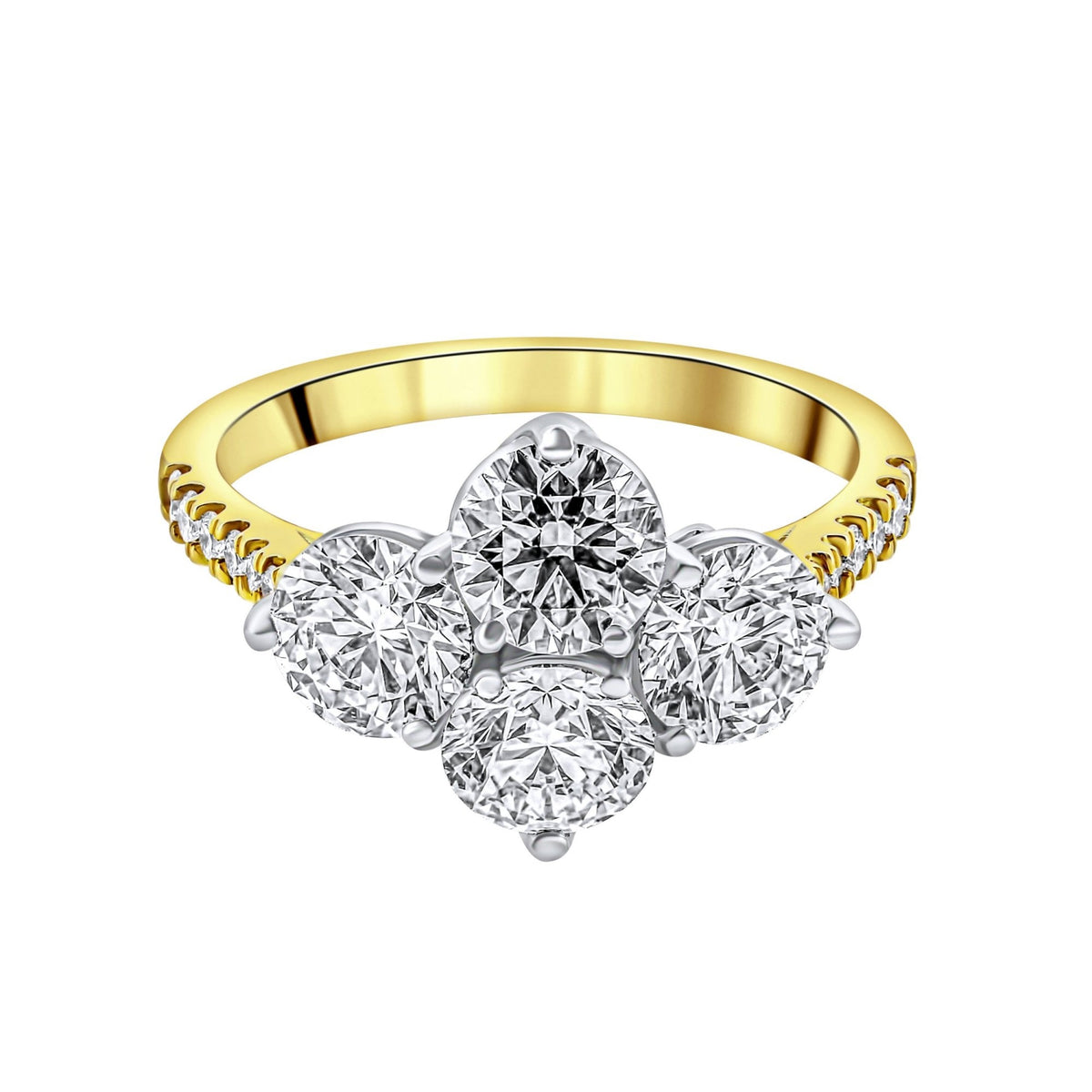 18ct yellow gold 3.00ct round brilliant cut diamond 4 stone ring