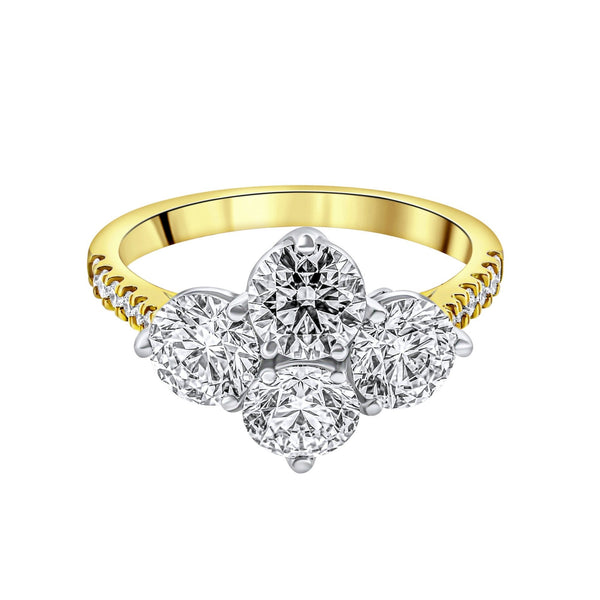 18ct yellow gold 3.00ct round brilliant cut diamond 4 stone ring