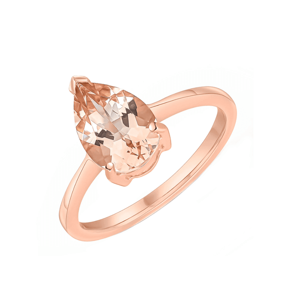9ct rose gold 10mm x 7mm pear cut morganite ring