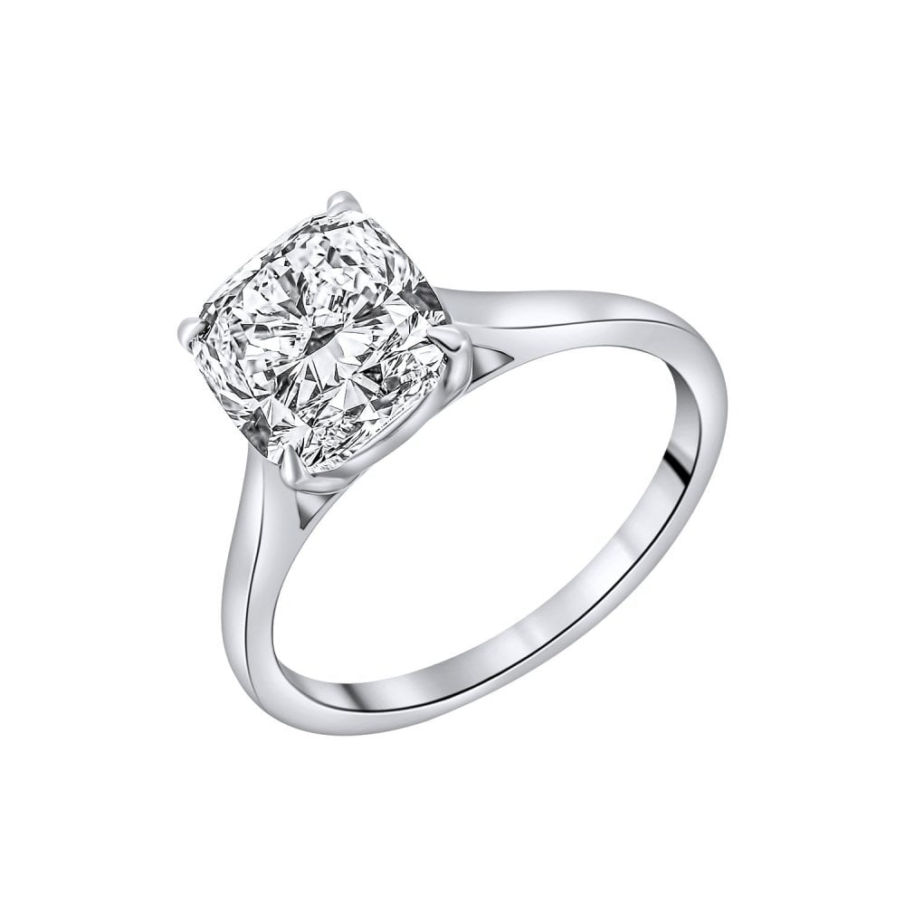 Lab grown platinum 3.01ct D VVS2 IGI cushion cut diamond ring