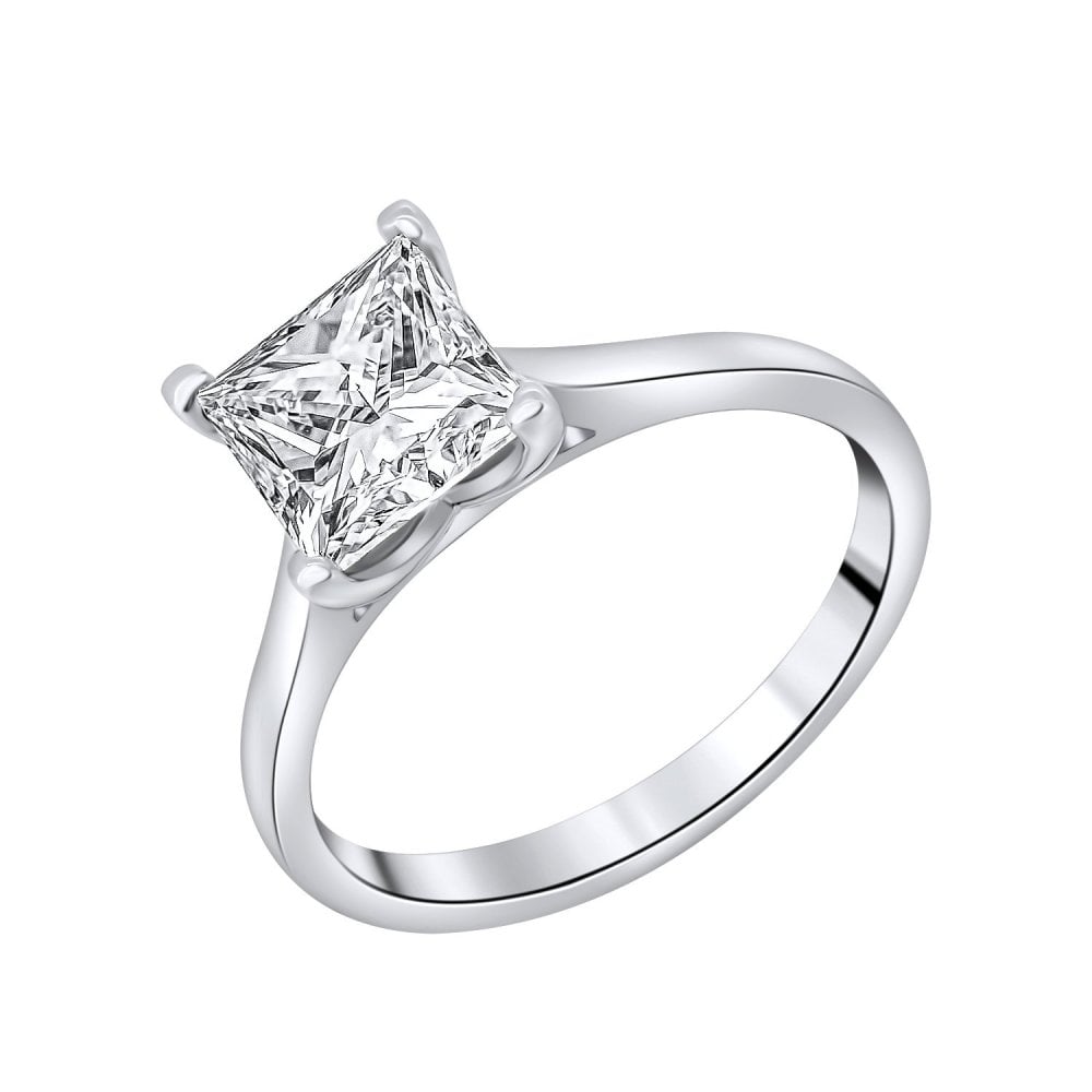 Lab grown platinum 2.06ct D VVS2 IGI princess cut diamond ring