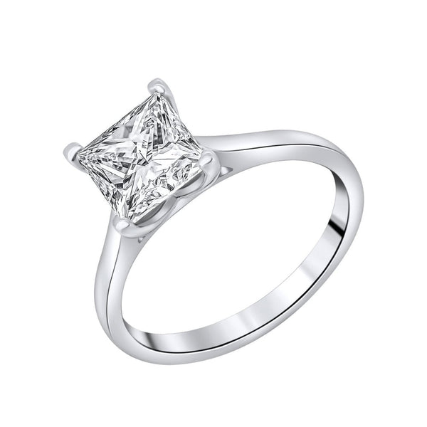 Lab grown platinum 2.06ct D VVS2 IGI princess cut diamond ring