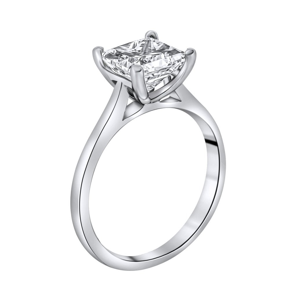 Lab grown platinum 2.06ct D VVS2 IGI princess cut diamond ring